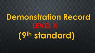 Demonstration record model for level 2/B.ed records for commission/model of demonstration record