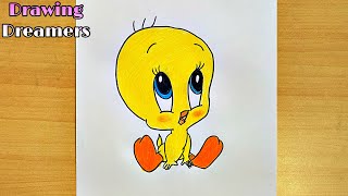 How to Draw Cute Tweety Bird || Easy Drawing Step by Step