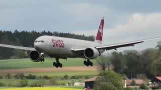 Swiss Boeing 777-3DE(ER) HB-JNL landing at Zurich Airport