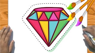 How to draw a colorful diamond💎🌈🎨