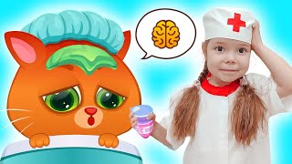 Мультик для детей про котика Bubbu и Настя лечит | У Bubbu болит голова и мозг