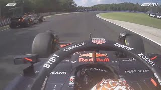 Verstappen congratulating Oscar Piastri on his first win and Lando Norris on a P2