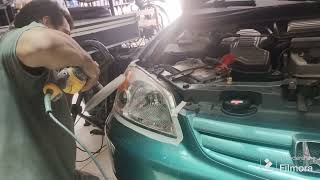 Vamos dá um talento nus faróis do Honda Civic, Com o nosso profissional!!