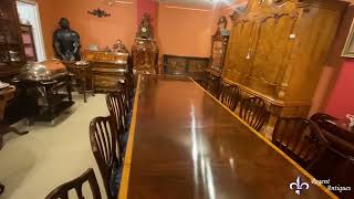 Vintage 13 ft Three Pillar Mahogany Dining Table & 14 Chairs