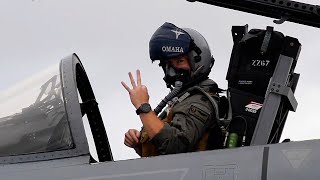 USAF F-15 Eagles & F-16 Fighting Falcons Pre-flight And Take-offs From Andersen AFB, Guam