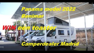 Panama Benimar 2022 camperbus en WIN een toaster bij camperdealer Roulot in Madrid.