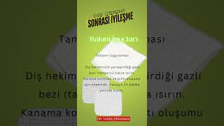 Tampon, pıhtıyı koruma ve ağrı yönetimi ipuçları. 🦷✨ #dişhekimi