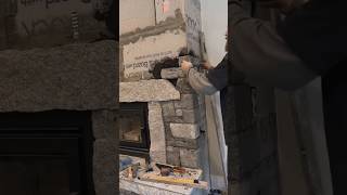 Natural stone slabs for the fireplace #construction #skilled #hardworking #fireplace #viral #shorts