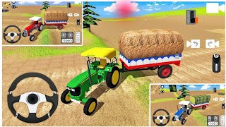 Indian Tractor Driving 3D Game Video || John Deere  ! Swaraj ! Mahindra Tractor Trolley For Loading