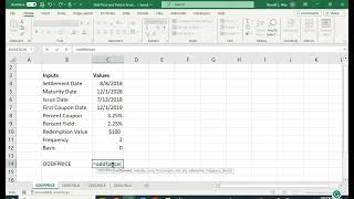 Odd Price and Yield in Excel