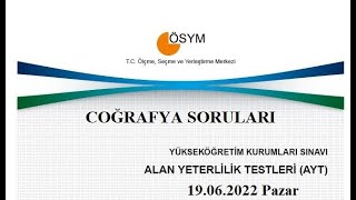 19.06.2022 | ÖSYM AYT COĞRAFYA SORULARI ve CEVAPLARI