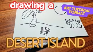 Art Tutorial on How to Draw a Palm Tree on a Desert Island.