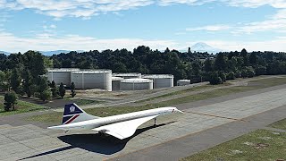 BAC Concorde, British Airways, departure from Seattle-Tacoma International. MSFS 2020