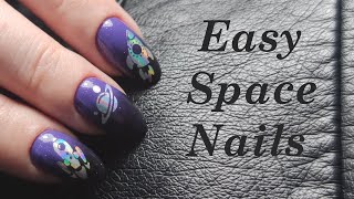 Space nails || Ombre na paznokciach i folia transferowa || Kosmiczne paznokcie