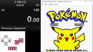 Pokemon Yellow Any% - 1:22.460