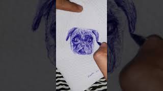 Dibujando PERRO PUG en una servilleta con un bolígrafo |Drawing PUG on a napkin with a pen #Shorts