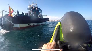 Barcelona Kawasaki 650SX long ride and a short talk with water Police (Guardia Civil)