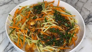 Asian style Noodles Salad with Shrimp. Funchoza salad