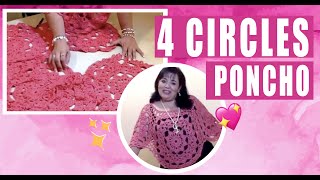 4 Circles Poncho / how to crochet - EASY AND FAST - BY LAURA CEPEDA