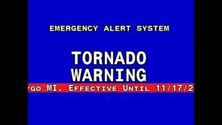 Emergency Alert System - Tornado Warning for my county - 11/17/13 14:59 EST