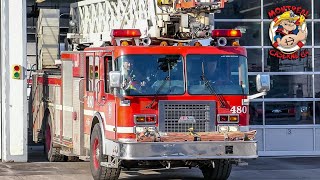 Montréal | Montréal Fire Department (SIM) Pumper 264M & Ladder 480 (464) Responding in Lachine