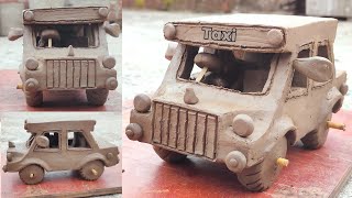 How to make a taxi with clay | मिट्टी का टैक्सी कैसे बनाएं | diy miniature taxi