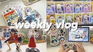 🍞 on summer break, lots of manga shopping, anime figures, xiao banner, drawing itto - vlog ep. 14