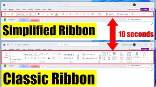 Switch from Simplified Ribbon to Classic Ribbon & vice versa OneNote