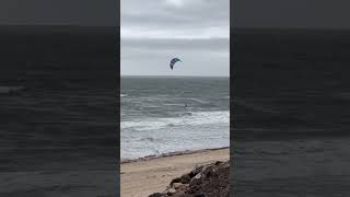 Kitesurfing in a strong wind on HB