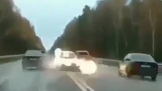 Car explodes mid highway