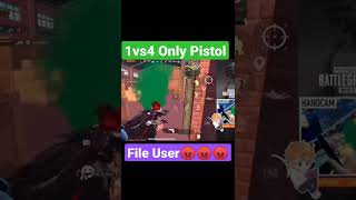 1vs4 Only Pistol 👿 || File User😡😡😡#shorts #bgmi #pubgmobile #pubg