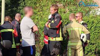 Tuinmeubilair op balkon van flat in Assen in de brand