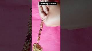 Using golden beads and black crystal bead making long mangalsutra design #shorts