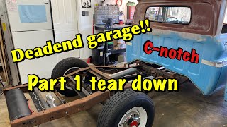 1966 Chevy C10 deadend garage c notch install part1