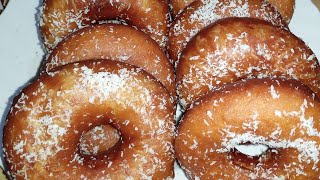 Donuts with a sprinkle of desiccated coconut