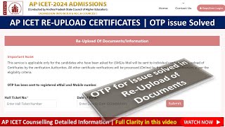 AP ICET re upload certificates OTP issue solved ...