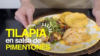 Tilapia en salsa de pimentones rojos