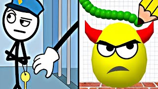 Draw To Smash Game vs Robber Thief: Kick Loser — Walktrough Funny Gameplay, ASMR Best Android iOS