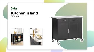 SoBuy isla de cocina FKW108 instalación | Isla de cocina | Carrito de cocina | FKW108