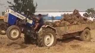 Swaraj 735xt Stunt //Full loaded of mitti // Swaraj Tracter Power // JCB and Tracter video