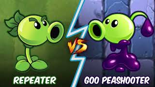 Repeater Vs Goo Peashooter - Who Will Win?  - PvZ 2 Plant Vs Plant