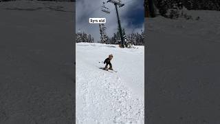 Little skier zooms down ski hill!