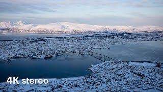 Walking in Tromso – Climbing a Snow Mountain (4K, Stereo Sounds)