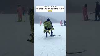 He must feel so safe & secure when skiing #snowboard #ski #rollerskate #skateboard #turtleprotector