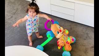 Aayansh baby first walking with Fisher-Price Laugh & Learn Walker