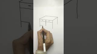 How to draw a desk in 3d perspective easy #drawing #shorts #drawingtutorial