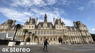 Walking in Paris  From Saint Paul to Hotel de Ville (Stereo Sounds)