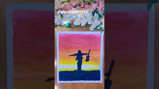 Drawing with oil Pastels | Alone Girl with guitar #shorts #viral #shortsvideo #art #tutorial