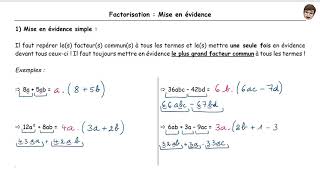 Factorisation -  1 - Mise en évidence - 3ème