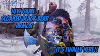 New Game + Cloaked Black Bear Armor set God of War Ragnarok